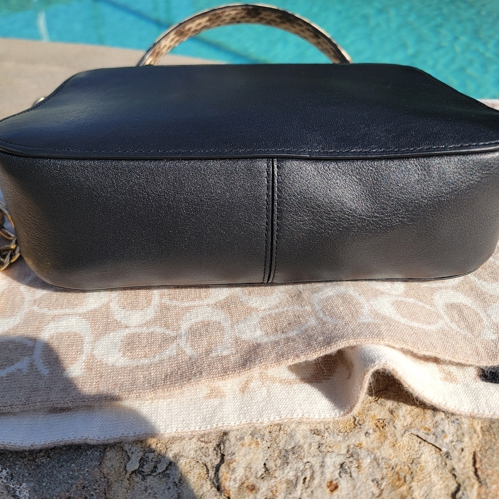 Coach Marlie Leather Sachel/Crossbody With Border Quilting And Snakeskin Handle - Picture 14 of 16